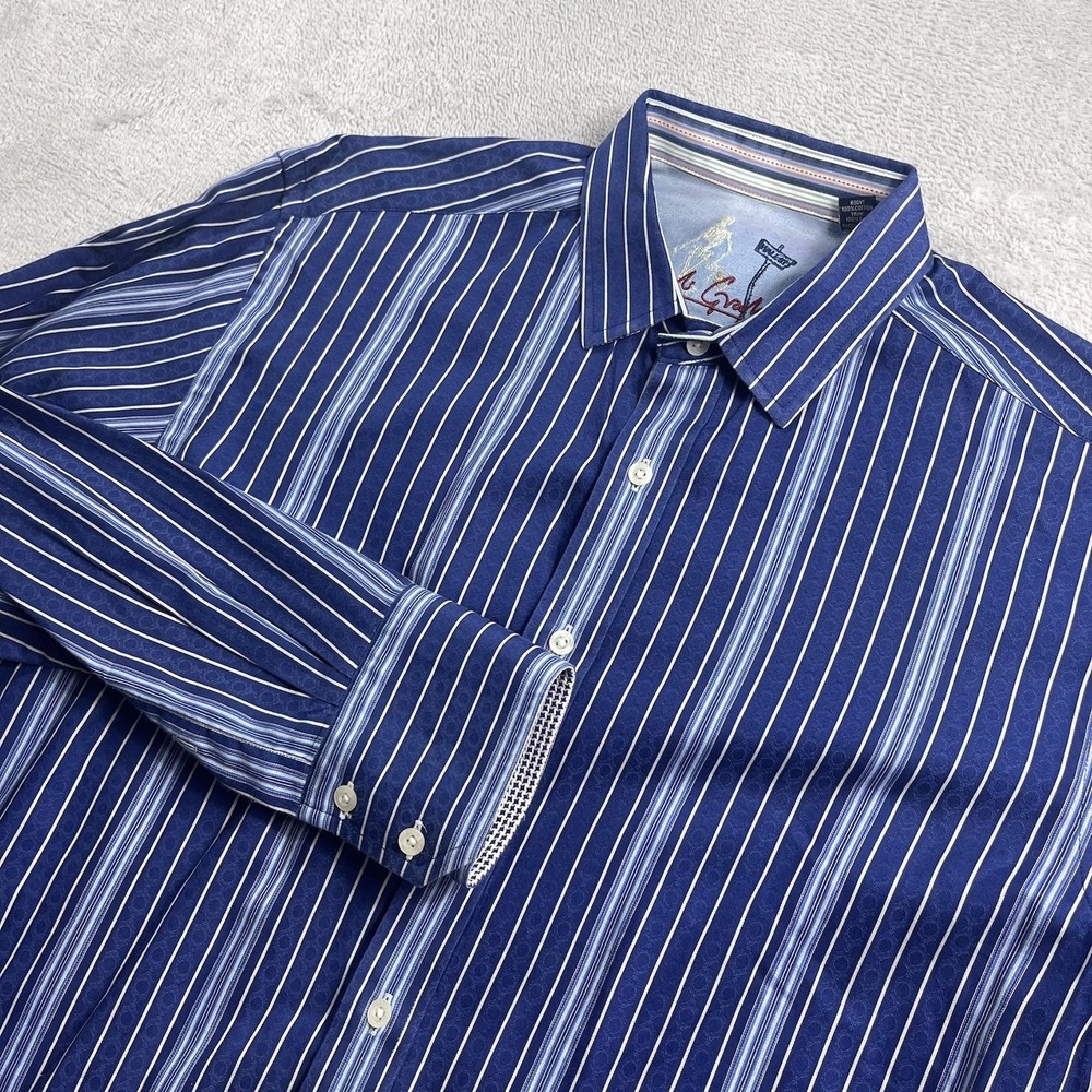 Robert Graham "Old Money" Mens Long Sleeve Button Up Striped Shirt Size Large